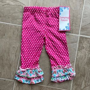 NWT Fuchsia Polka Dot Jumping Fences Girl Toddler Pants